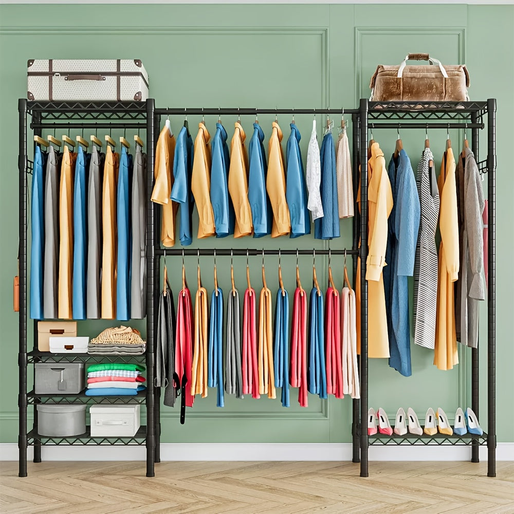 Kledingrek – Garderoberek – Kledinghanger – Dressboy – Kledingstandaard – Verstelbaar 175-230 cm – Carbonstaal Zwart – Draagkracht 395 kg – Ruimtebesparend
