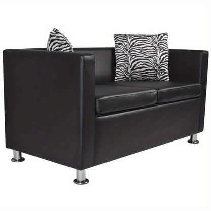 Zwarte Sofa Set – Bankstel – 3-Zits Bank – 2-Zits Bank – Kunstleren Bank – Modern Design – Comfortabele Schuimvulling – Onderhoudsvriendelijk