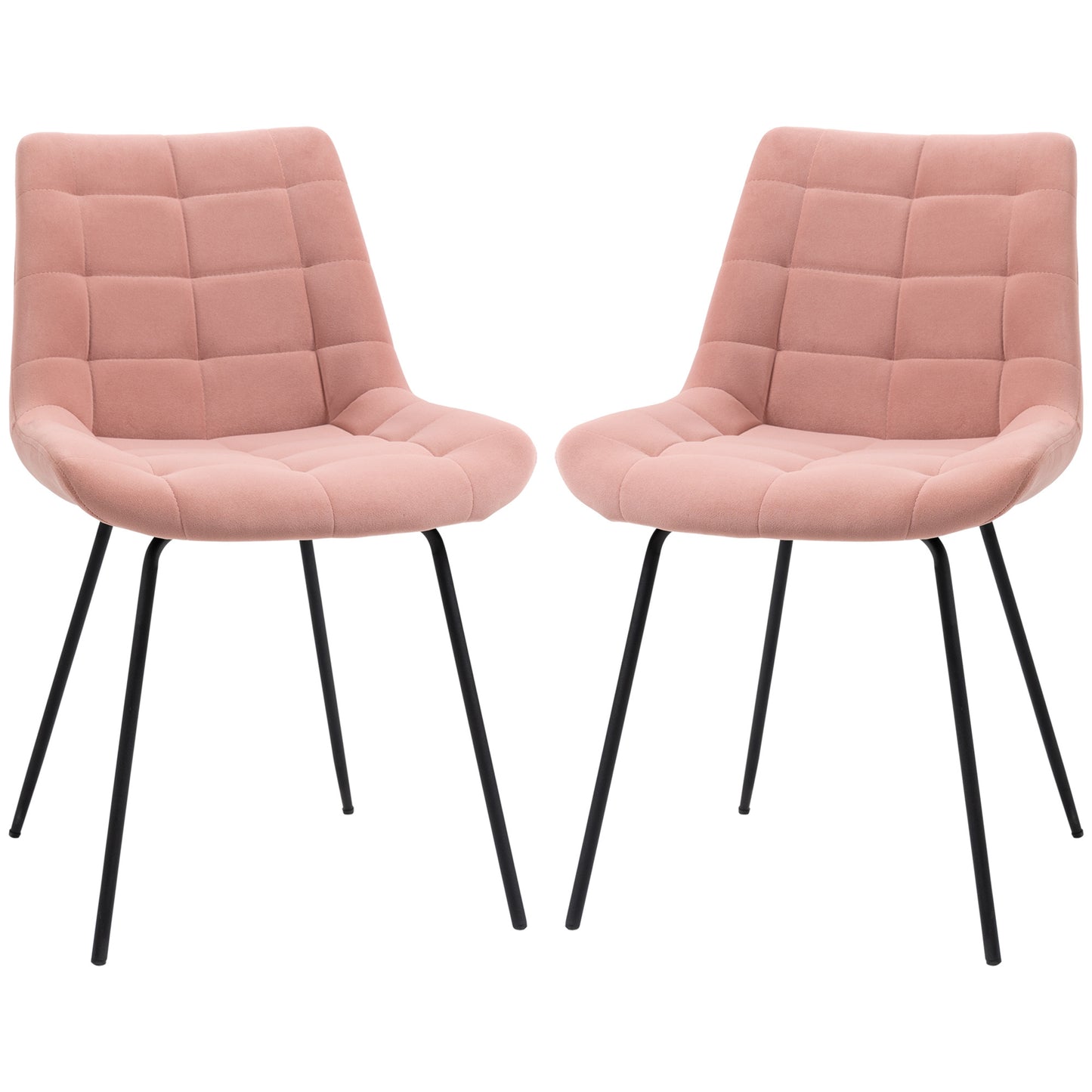Eetkamerstoelen – Stoelen – Accentstoelen – Keukenstoelen – Retro Stoelen – Fluwelen Bekleding – Afmetingen 50x61x79 cm – Set van 2 – Roze