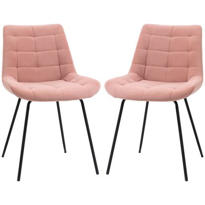 Eetkamerstoelen – Stoelen – Accentstoelen – Keukenstoelen – Retro Stoelen – Fluwelen Bekleding – Afmetingen 50x61x79 cm – Set van 2 – Roze