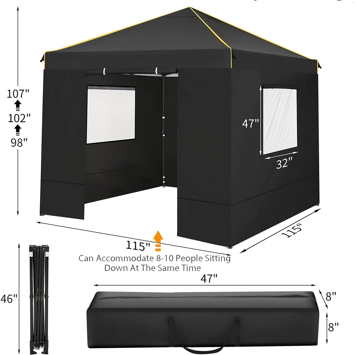 Pop-Up Tent – Vouwtent – Zonnescherm – Pavilion – Partytent – 3,05×3,05 Meter – 4 Zijpanelen – Draagtas – Water- en UV-bestendig – Makkelijk Op Te Zetten – Blauw