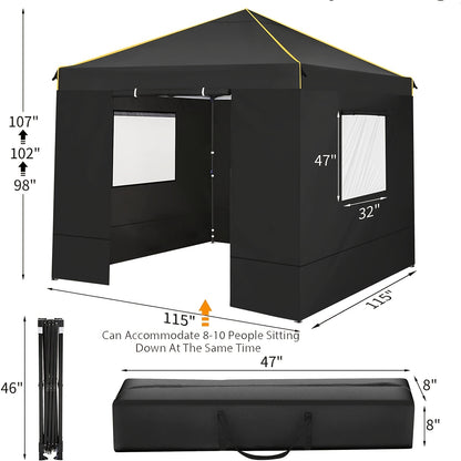 Pop-Up Tent – Klimpbare Tent – Zonnescherm – Vouwpaviljoen – Vouwtent – 3,05×3,05 Meter – Water- en UV-Bestendig – Inclusief 4 Zijpanelen en Draagtas
