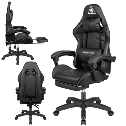Gamingstoel – Gamestoel – Gaming Chair – Game Stoel – Bureaustoel – Verstelbare Rugleuning 145° – Voetsteun Met Massagefunctie - Zwart