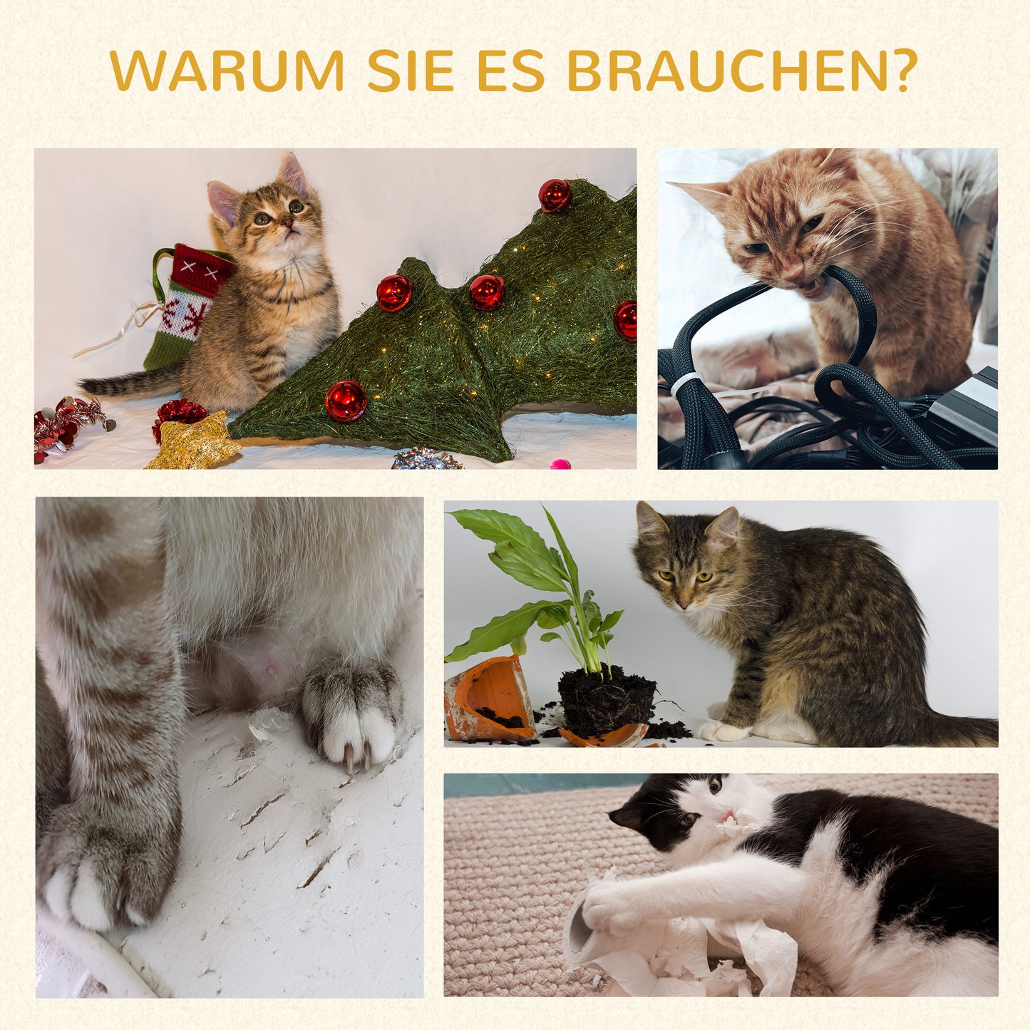 Krabpaal – Kattenkrabpaal – Kattenboom – Krabmeubel – Kattenhuis – Met Kattenhol En Speelbal – 91 cm Hoog – Lichtgrijs Met Natuurlijke Kleuren