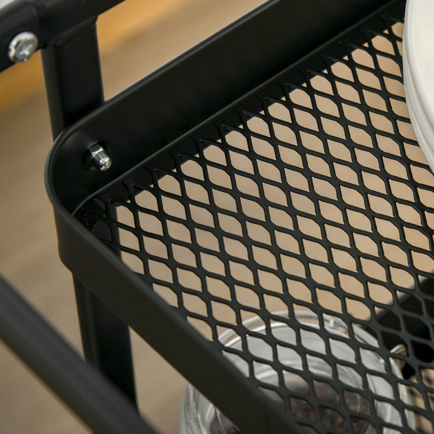 Keukentrolley – Keukenwagen – Serveerwagen – Opbergtrolley – Rolwagen – Met Handdoekhouder – 3 Ruime Mandjes – Stalen Frame Zwart