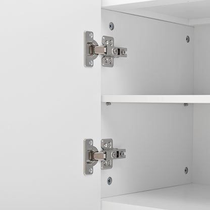 Tv-Meubel – Tv-Kast – Lowboard – Mediamöbel – Dressoir – Wit Met Gouden Accenten – 170x36x55 CM – Veel Opbergruimte Met Softclose Deuren