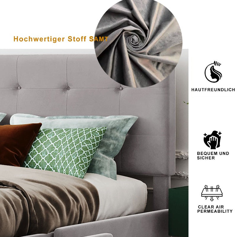 Queen Size Bed Frame – Queen Bed With Storage – Queen Platform Bed – Queen Bed Frames With Storage – High Bed Frame – Metalen Frame – 140x200 cm – Uittrekbed Met Opberglades