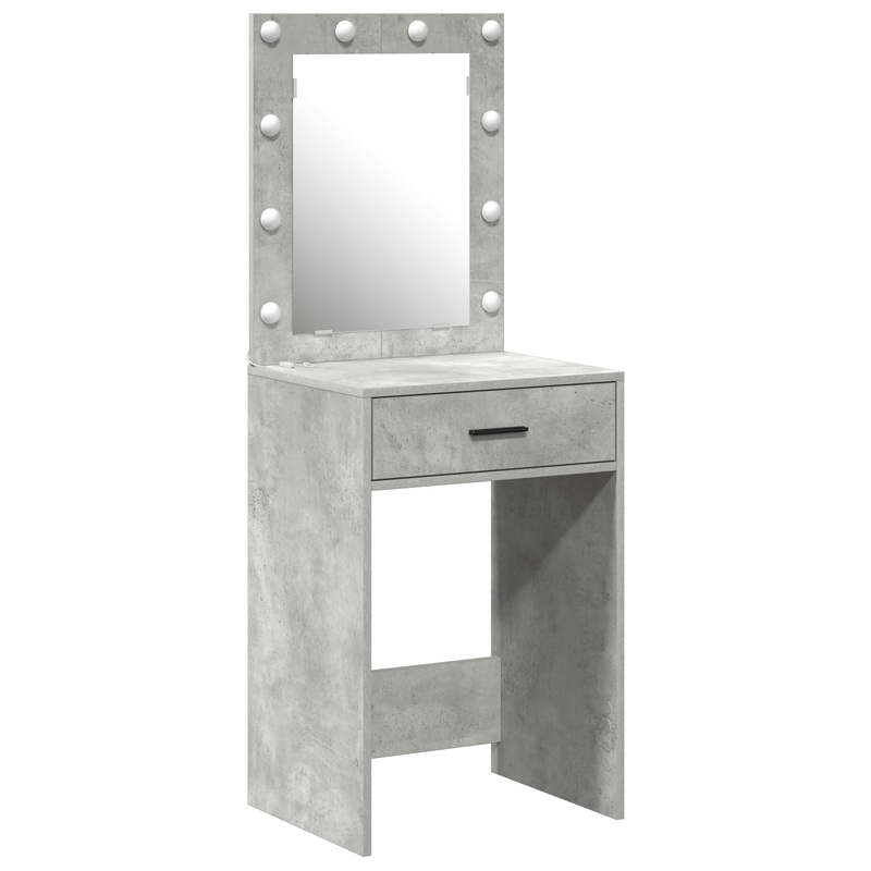 Kaptafel – Make-uptafel – Schminktisch – Toilettafel – Dressing Table – Lichtgrijs Houten Design – Ingebouwde Spiegel en Lade – Compact 50x41x135 cm – Europees Minimalistisch