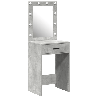 Kaptafel – Make-uptafel – Schminktisch – Toilettafel – Dressing Table – Lichtgrijs Houten Design – Ingebouwde Spiegel en Lade – Compact 50x41x135 cm – Europees Minimalistisch