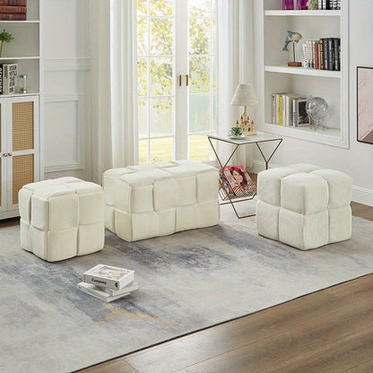 Kruk – Poef – Zitkruk – Bijzetkruk – Voetenbankje – Corduroy Stof – Compact 40x40x40 cm – Beige