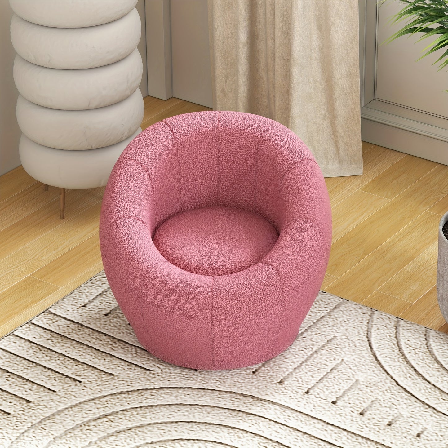 Fauteuil – Draaistoel – Loungestoel – Eenpersoonsstoel – Relaxfauteuil – Zacht Roze – Met Metalen Frame – Maximale Draagkracht 120 kg