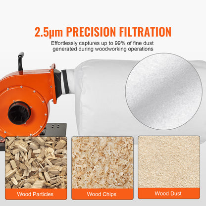 Professionele Stofafzuiger – Stofcollector – Stofzuiger – Houtstofzuiger – Werkplaatsstofzuiger – 1PK Motor – 21 Gallon Stofzak