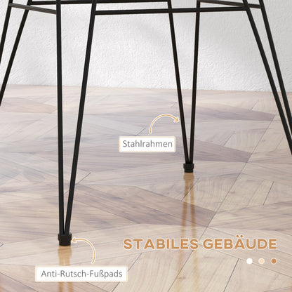 Eetkamerstoelen – Keukenstoelen – Stoelen Set – Woonkamerstoelen – Balkonstoelen – Lichtbruin Polyrattan – Zwarte Stalen Poten – Ergonomisch Design – Anti-slip Voetendoppen