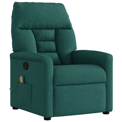 Massagestoel – Massagefauteuil – Ergonomische Stoel – Relaxstoel – Verstelbare Stoel – Donkergroen Stof – 6-Punts Vibratiemassage – Handmatig Verstelbaar tot 135°