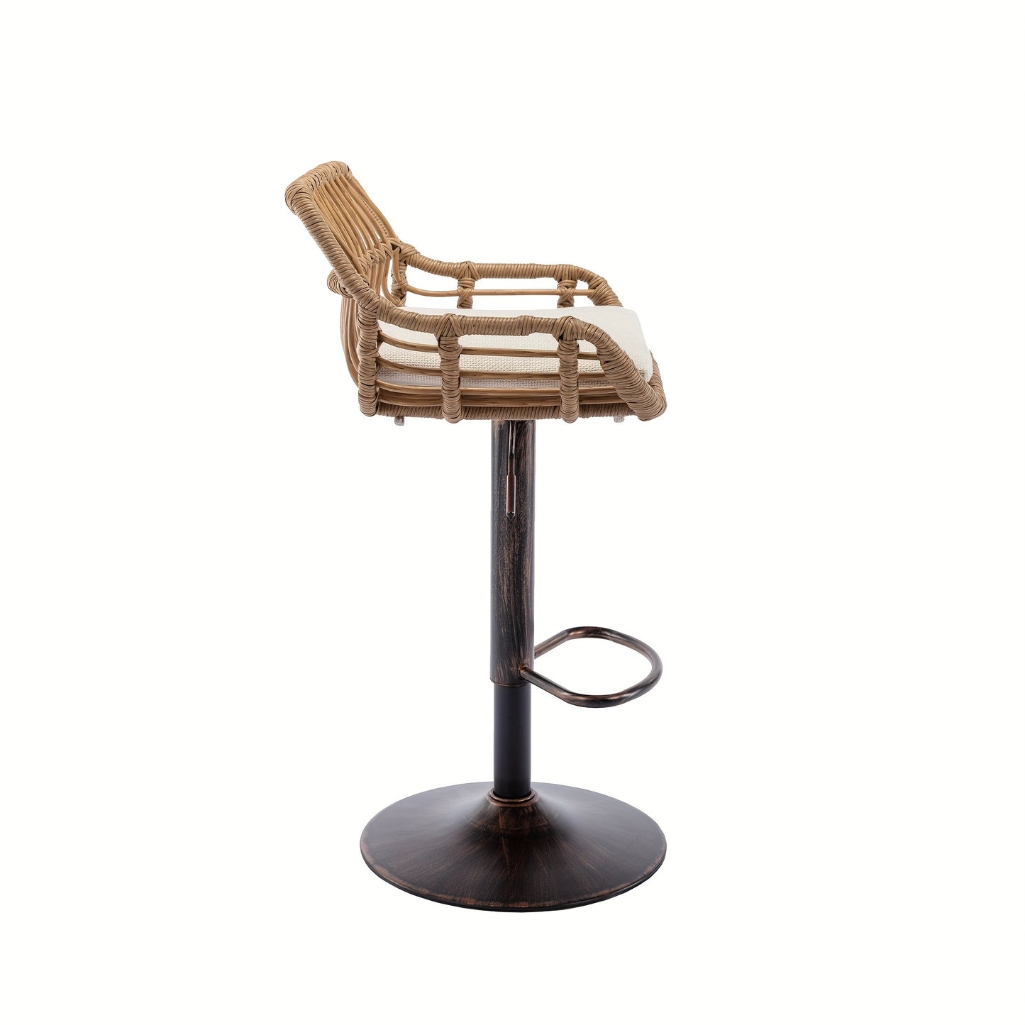 Modern Bar Stool Set with 2 Adjustable Seats And Footrest for Kitchen, Dining Room (Beige)