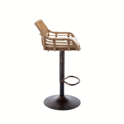 Modern Bar Stool Set with 2 Adjustable Seats And Footrest for Kitchen, Dining Room (Beige)