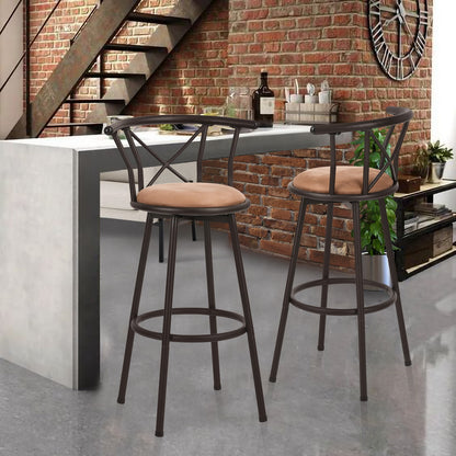 Barstoelen – Barstoelen Met Rugleuning – Keukenstoelen – Barkrukken – Draaistoelen – 63 cm Zithoogte – 360° Draaibaar Met Voetsteun