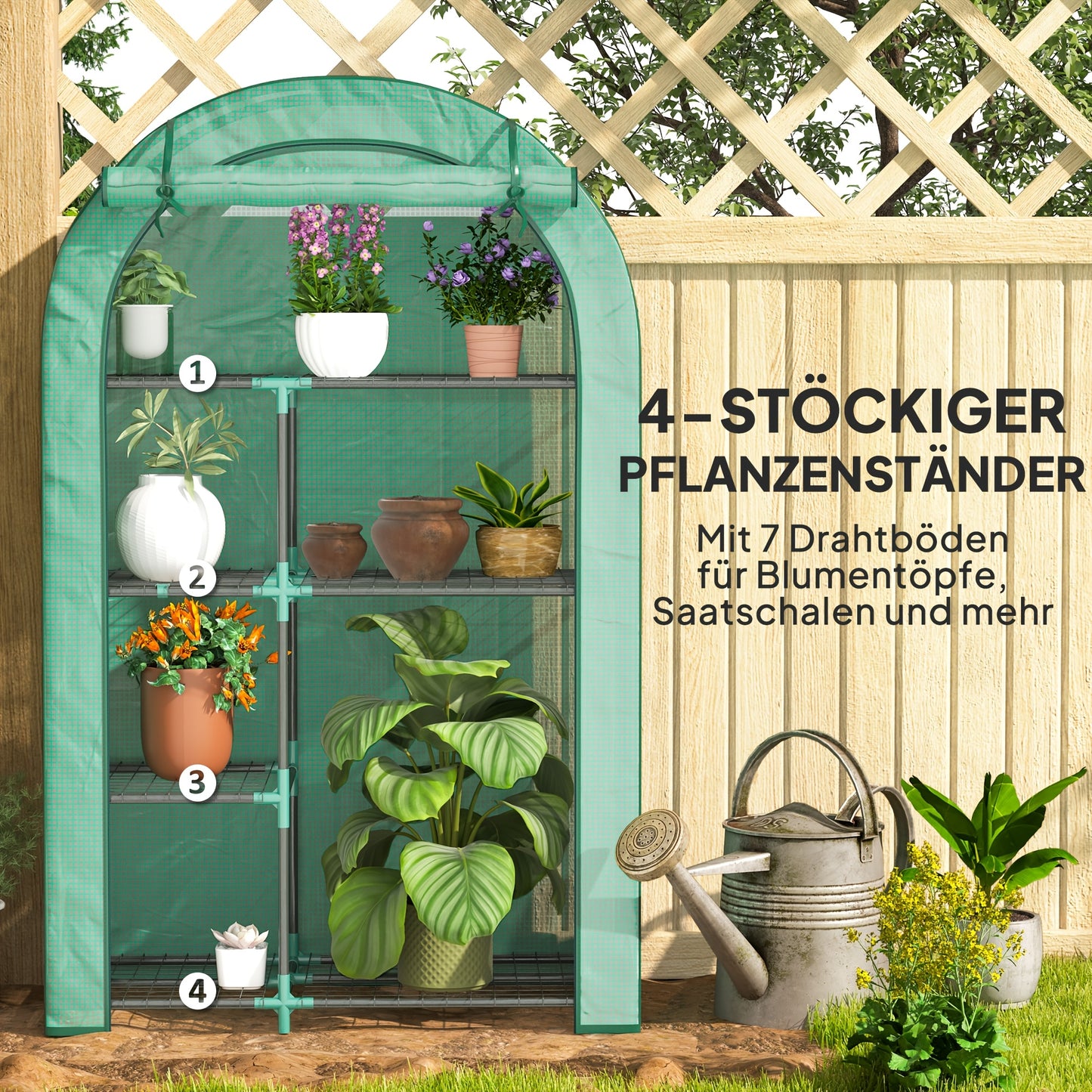 Kweekkas – Tuinkas – Broeikas – Moestuin Kas – Mini Kweekkas – Ronde Dak – Met Deur En Rek – Stalen Frame Met Winterbestendige Folie – 100x45x160 cm – Groen