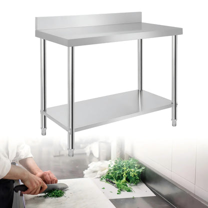 Werkbank Keuken – Werktafel – Werkbank Met Opzetwand – RVS Tafel – Keukenwerkbank – Roestvrij Staal – 100x60x85 cm – Draagkracht 160 kg