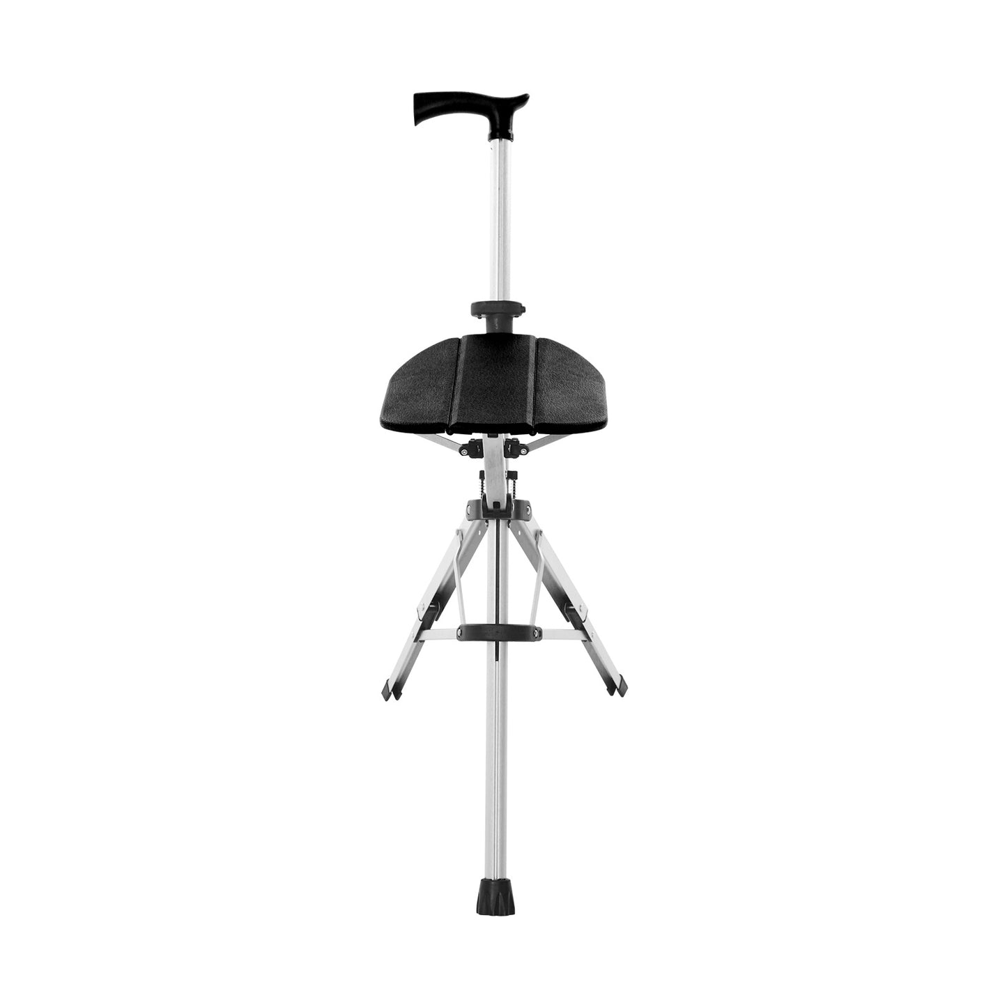 Folding Walking Stick Chair | Black Aluminum Alloy, Foldable Design, Seat Included, for Adults, by NaMaSyo