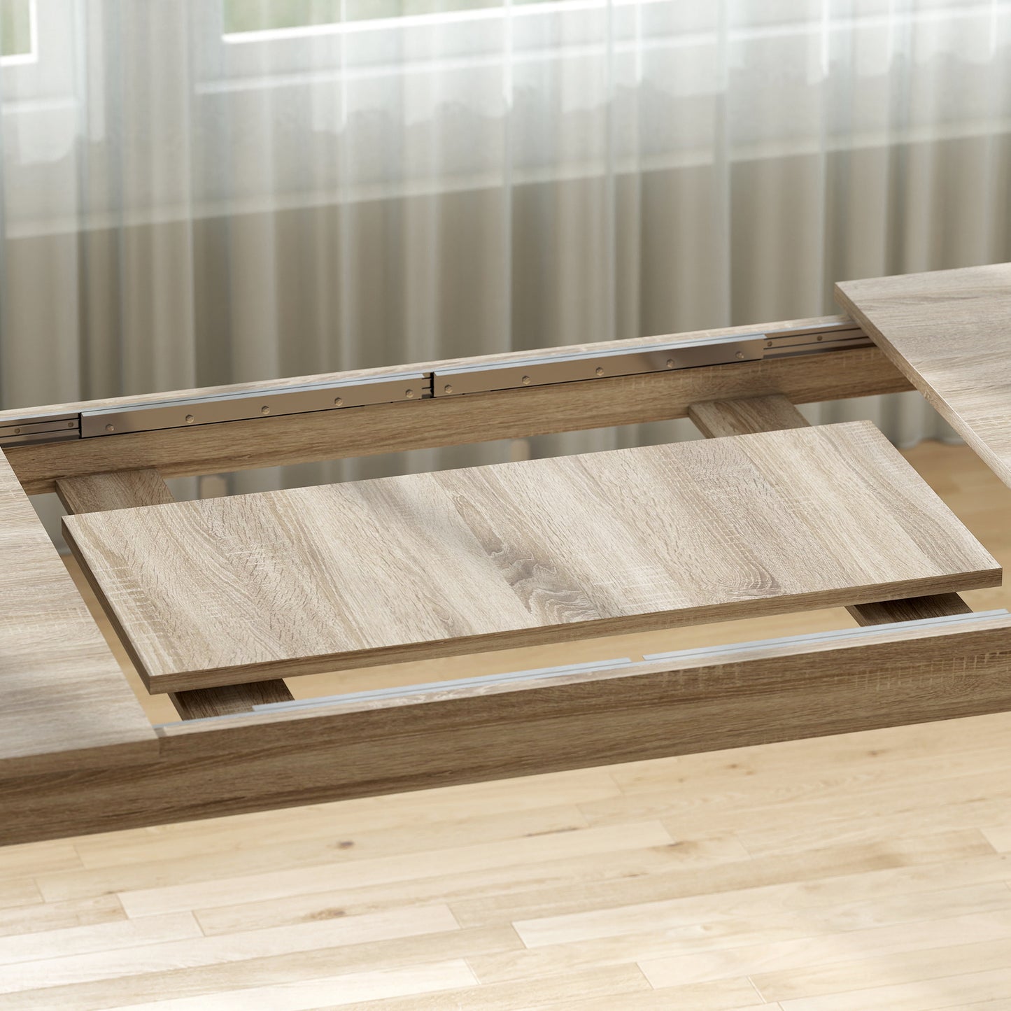 Uitschuifbare Eettafel – Eikenhouten Tafel – Eettafel Verlengbaar – Uitklapbare Tafel – Houten Eettafel – Van 180 Tot 260 cm – Geschikt Voor 6 Tot 10 Personen