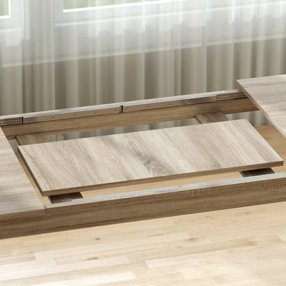 Uitschuifbare Eettafel – Eikenhouten Tafel – Eettafel Verlengbaar – Uitklapbare Tafel – Houten Eettafel – Van 180 Tot 260 cm – Geschikt Voor 6 Tot 10 Personen
