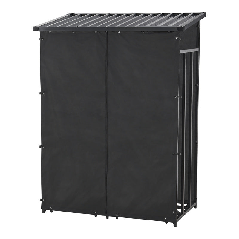 Houtopslagrek – Brandhoutrek – Haardhout Opbergrek – Buiten Houtopslag – Metalen Houtrek – Weerbestendig – 145x143x70 cm