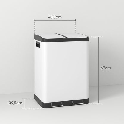 Prullenbak – Afvalemmer – Pedaalemmer – Afvalscheidingsprullenbak – Vuilnisbak – 2x30L Inhoud – Softclose Deksel