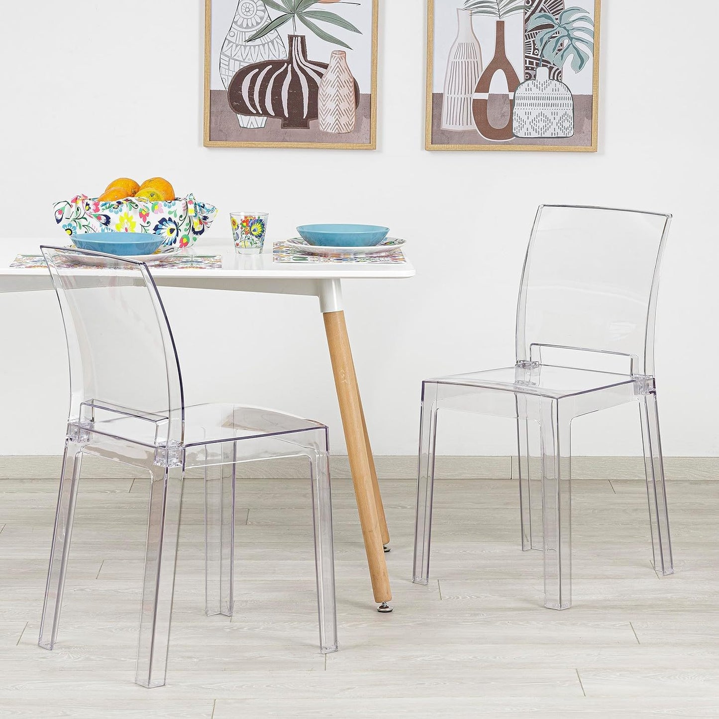 Transparante Stoelen – Design Stoelen – Polycarbonaat Stoelen – Eetkamerstoelen – Moderne Stoelen – Ergonomische Gebogen Rugleuning – Duurzaam Lichtgewicht Material