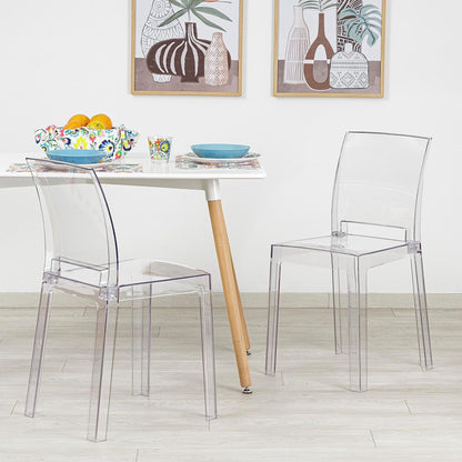 Transparante Stoelen – Design Stoelen – Polycarbonaat Stoelen – Eetkamerstoelen – Moderne Stoelen – Ergonomische Gebogen Rugleuning – Duurzaam Lichtgewicht Material