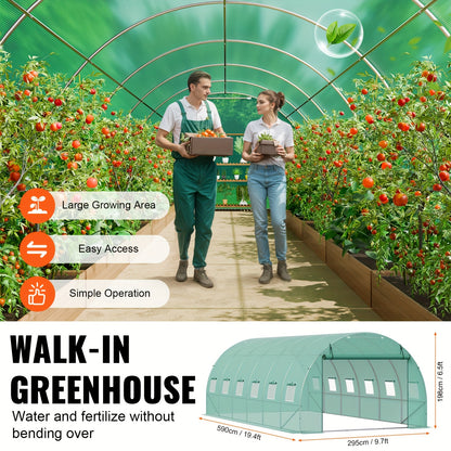 Walk-In Tunnelkas – Serre – Kasje – Kas – Groentekas – Stevig Metalen Frame – 304.8x213.36 - Witx213.36cm - Duurzame PE-Bekleding - QUORE