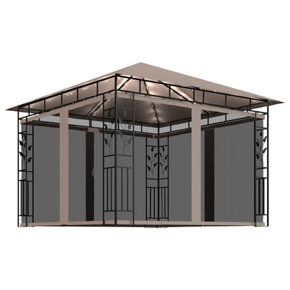 Tuinpaviljoen – Tuinkamer – Pergola – Prieel – Overkapping – Stevig Metalen Frame – Muskietennet Inclusief – 3x3x2,73 Meter – Taupe Kleur