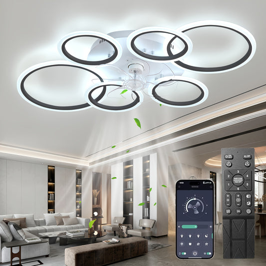 Plafondventilator – Plafondlamp Ventilator – Ventilator Met Verlichting – Plafonniere – Dimbare LED – 110 cm – Fluisterstil Met 6 Snelheden – Afstandsbediening