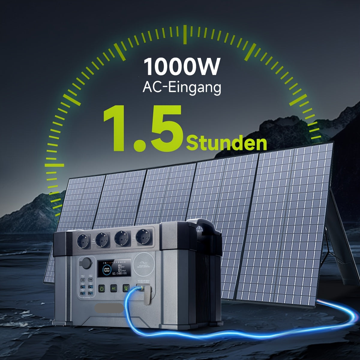 Powerstation – Draagbare Energiecentrale – Batterijpack – Stroomvoorziening – Zonne-energie – 2400W Vermogen – 1451,6Wh Capaciteit - QUORE