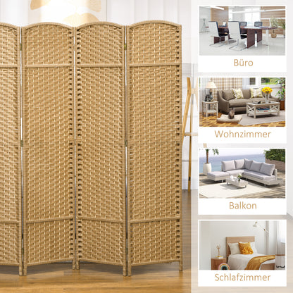 Kamerverdelers – Kamerscherm – Privacywand – Ruimteverdeler – Scheidingswand – Natuurlijk Hout – 4-delig – Opvouwbaar Design