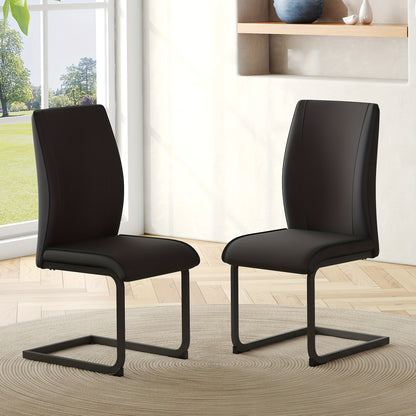 Two-piece PU Dining Chair Set: Black Metal Chair Legs, Ergonomic Design, Combining Comfort And Aesthetics.