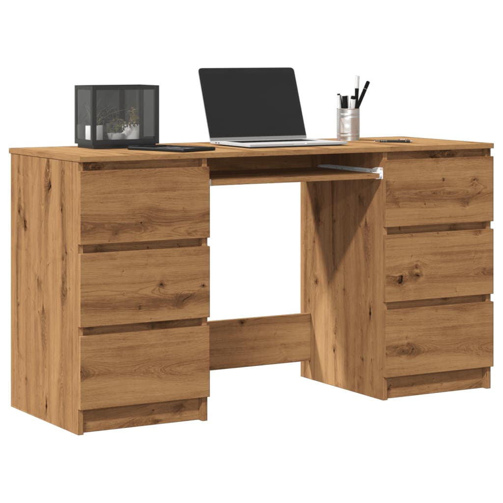 Bureau – Bureaublad – Werktafel – Schrijftafel – Kantoormeubel – 6 Lades – Hoogwaardig Behandeld Hout – Ruim Werkoppervlak