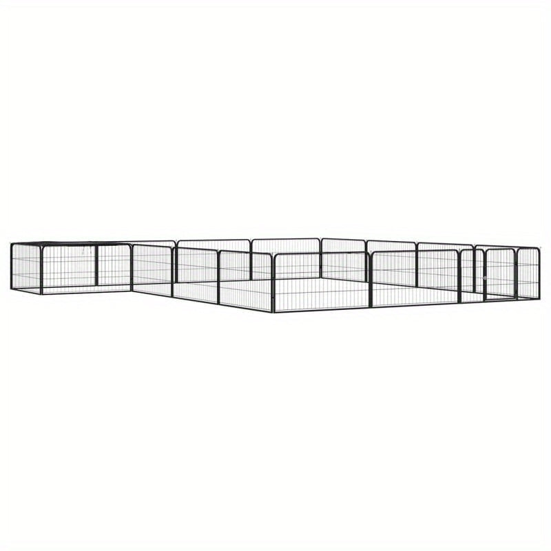 Hondenren – Hondenhok – Puppyren – Loopren – Buitenren – Zwart – 16 Panelen 100x50 cm – Gepoedercoat Staal – Veilig Slot