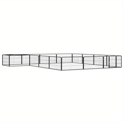 Hondenren – Hondenhok – Puppyren – Loopren – Buitenren – Zwart – 16 Panelen 100x50 cm – Gepoedercoat Staal – Veilig Slot