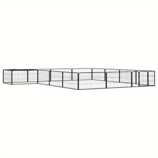 Hondenren – Hondenhok – Puppyren – Loopren – Buitenren – Zwart – 16 Panelen 100x50 cm – Gepoedercoat Staal – Veilig Slot