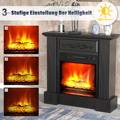 Elektrische Haard – Haardmeubel – TV Meubel – Sfeerkachel – Infraroodkachel – Zwart – 2000W Verwarming – Realistisch Vlameffect