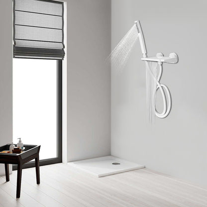 Modern White Waterfall Bath Tap with Hand Shower - Brushed Nickel Finish Bathtub Faucet, Single Handle Control, Wall-Mounted Design, Easy Installation with Included Hardware, Durable & Corrosion-Resistant for Spa-Like Bathing