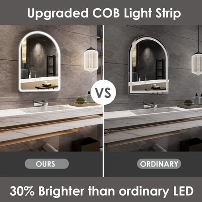 LED Badkamerspiegel – Led Spiegel – Verlichte Spiegel – Badkamerwandspiegel – Gebogen Spiegelt – Superheldere COB Led-strip – Touchschakelaar Met Dimbaarheid – 60x80 cm