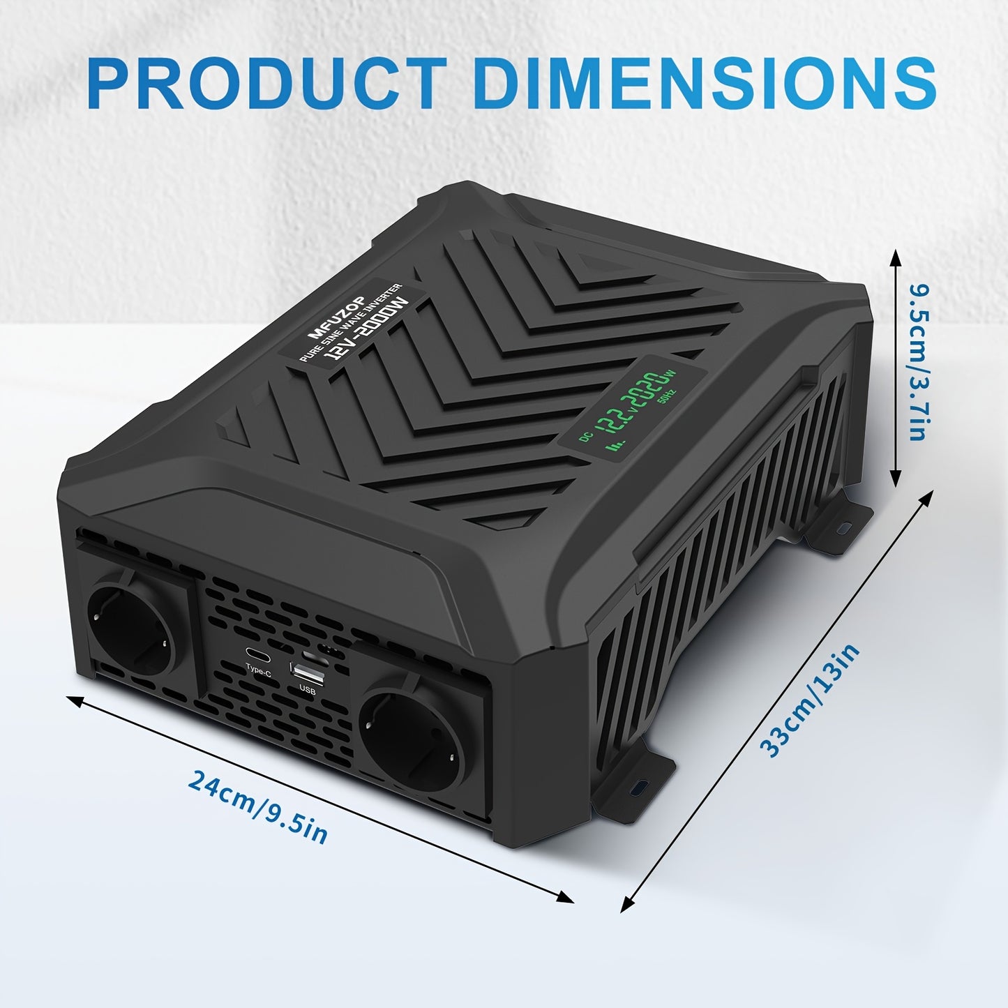 2000W Omvormer – Power Inverter – Spanningsomzetter – Stroomomzetter – Sine Wave Omvormer – Pure Sinusgolf – 4000W Piekvermogen – Metalen Behuizing