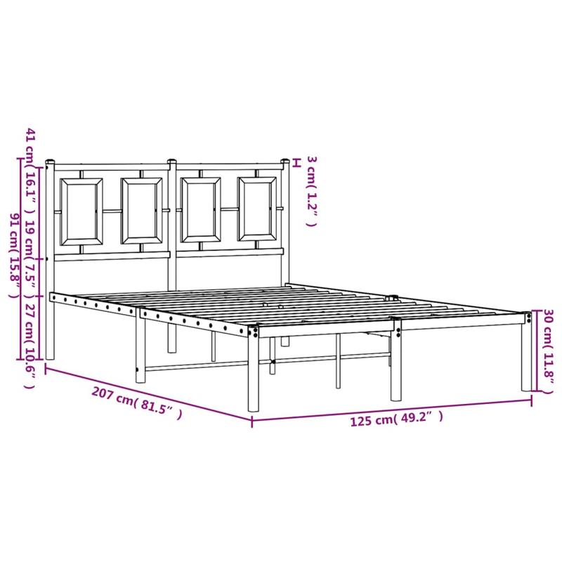 Modern White Metal Bed Frame with Headboard, 120x200cm - Powder-Coated Steel for Strength & Stability, Minimalist Design for Contemporary Bedrooms