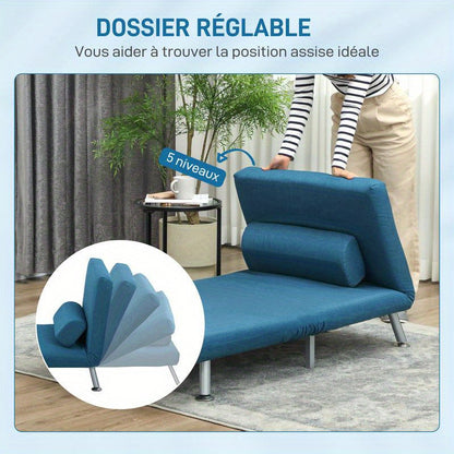 3-in-1 Verstelbare Fauteuil – Slaapstoel – Loungestoel – Slaapbank – Relaxstoel – Verwarmd Comfort – Ruimtebesparend Design – Turkooisblauw – Kant-en-Klaar Geassembleerd