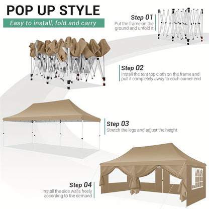 Partytent – Paviljoen – Feesttent – Tuintent – Opvouwbare Tent – Donkerblauw – 3x6 Meter – UV 50+ Bescherming – 6 Zijwanden - QUORE