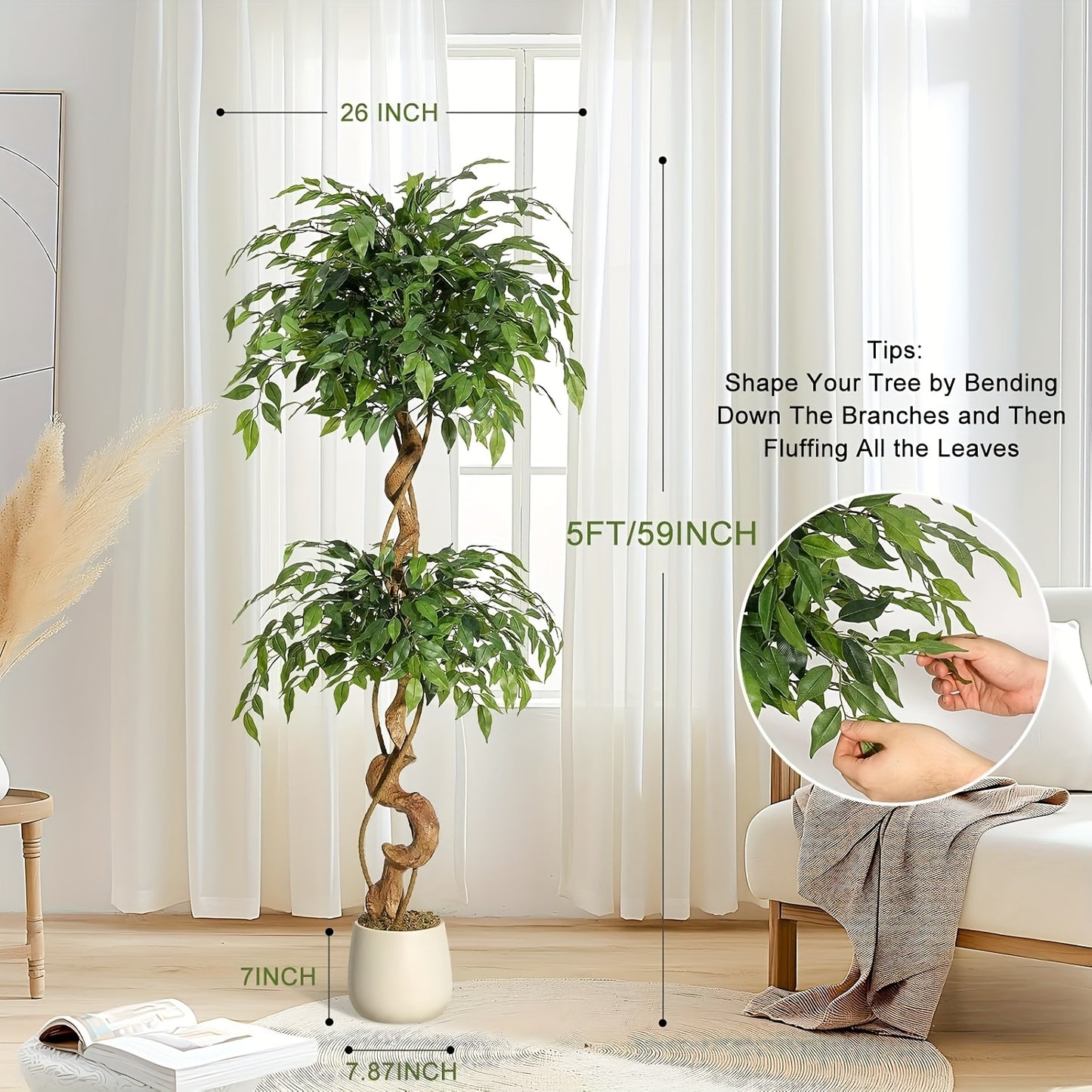 Ficus Kunstplant – Nepplant – Kunstboom – Kamerplant – Bloemstuk – 150 cm Hoog – Realistisch Design – Onderhoudsvriendelijk