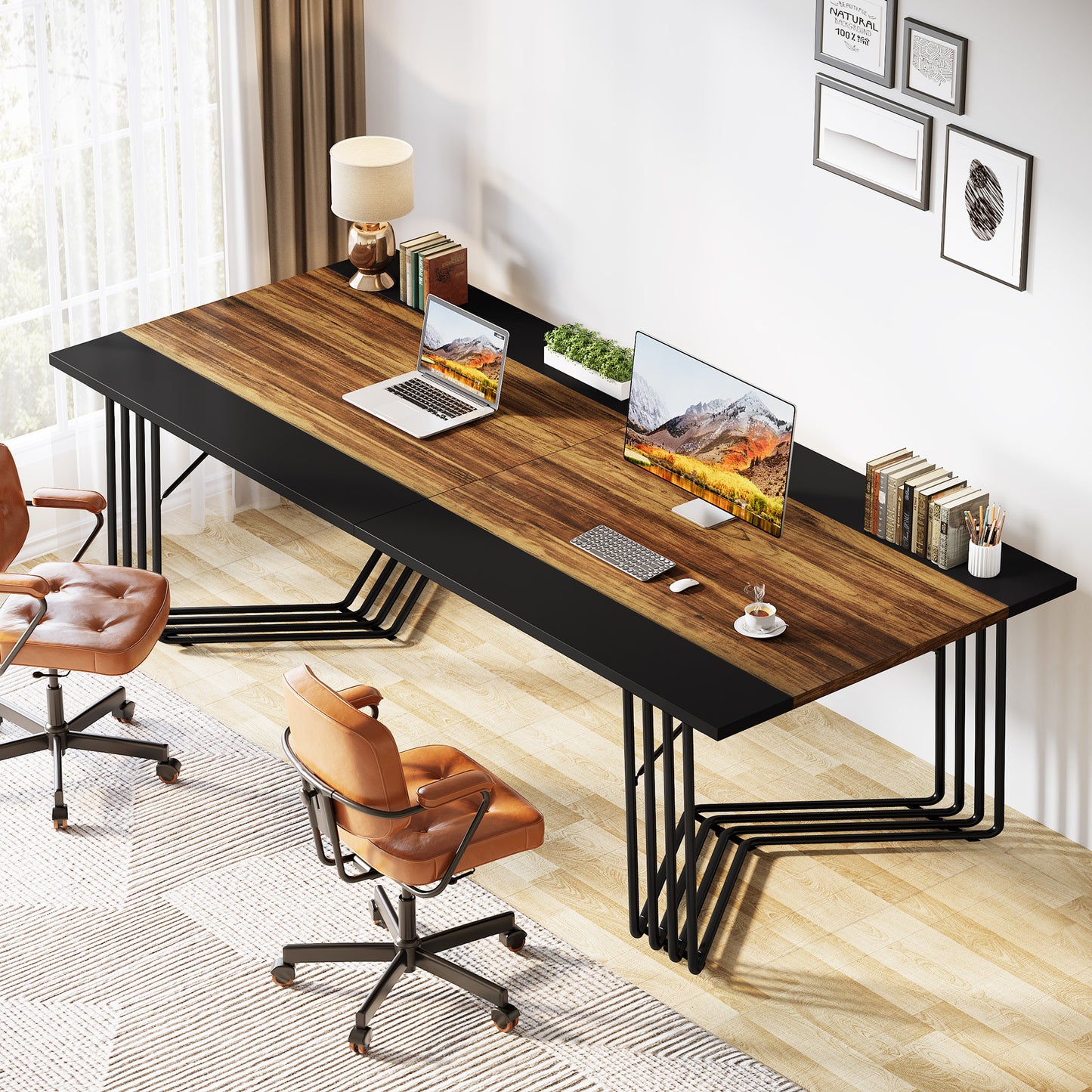 Hoekboekenplank – Hoekrek – Boekenrek – Opbergkast – Wandkast – 7 Lagen – Industrieel Vintage Design – 200 cm Hoog – Rustiek Bruin Hout Met Zwart Metaal