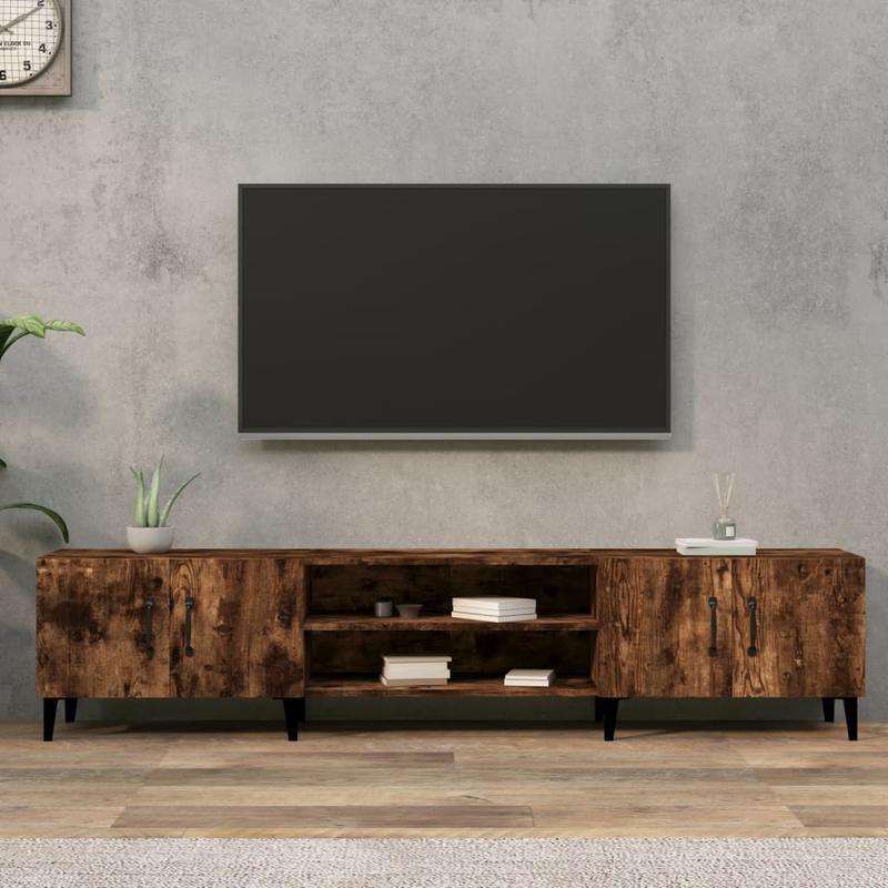 Tv-meubel – Tv-kast – Media Meubel – Lowboard – Dressoir – Massief Hout – 180x31,5x40 cm – 2 Lades en 2 Open Vakken – Geen Montage Nodig